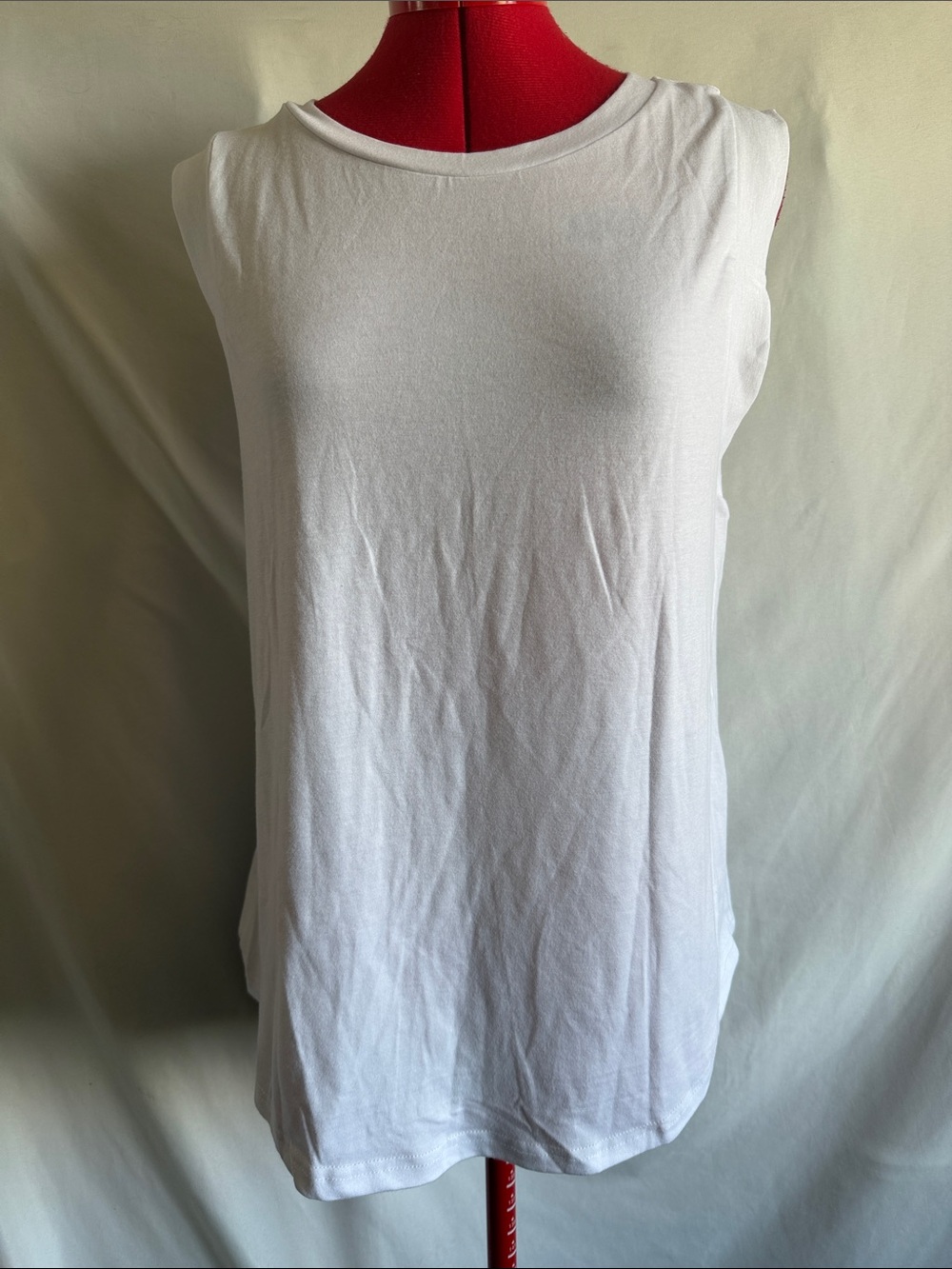 Women's Sleeveless White Tank Top - Clean Crew Neck